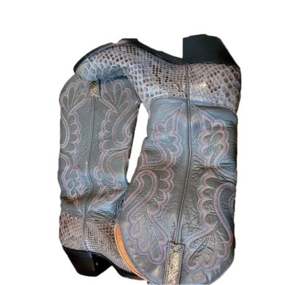 Shoes - J. Chisom Snakeskin Python Silver Tipped Boots